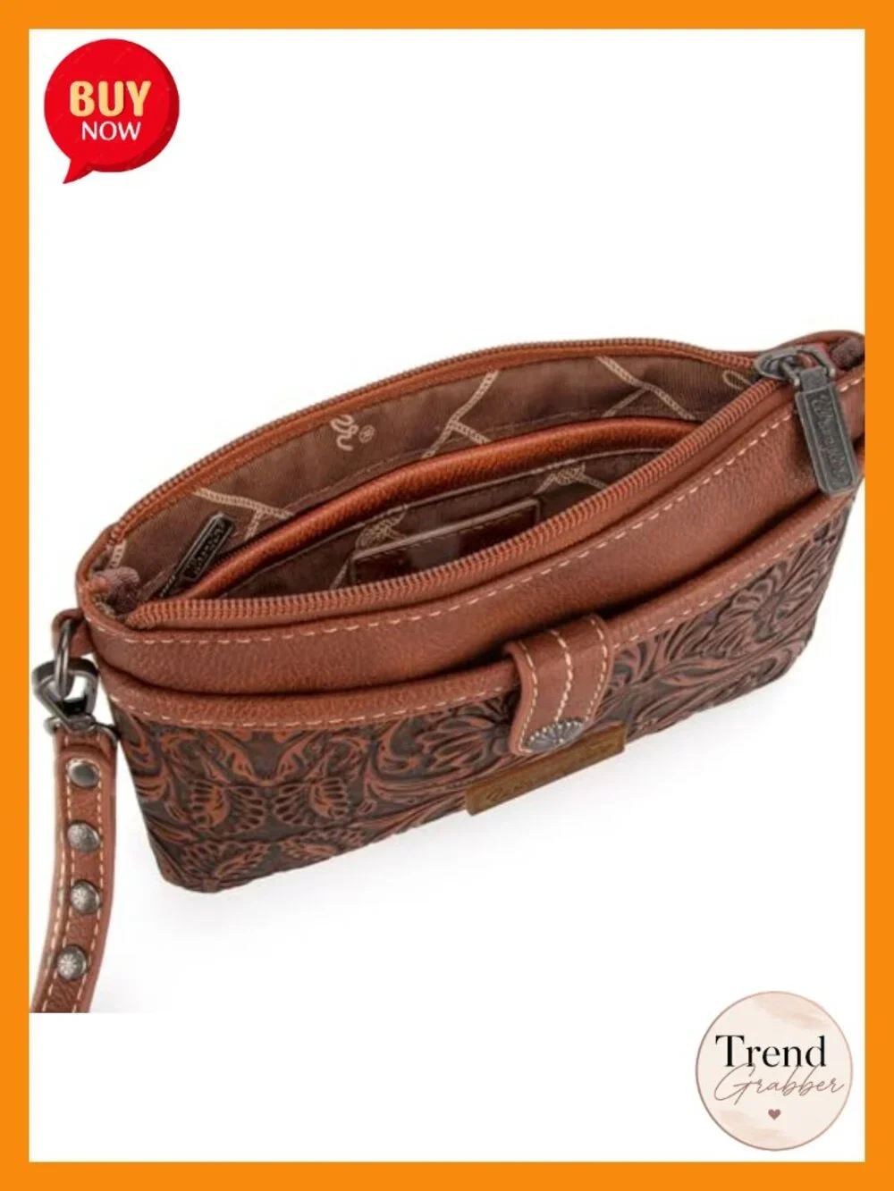 Western Cowhide Crossbody Convertible Clutch Wristlet Purse